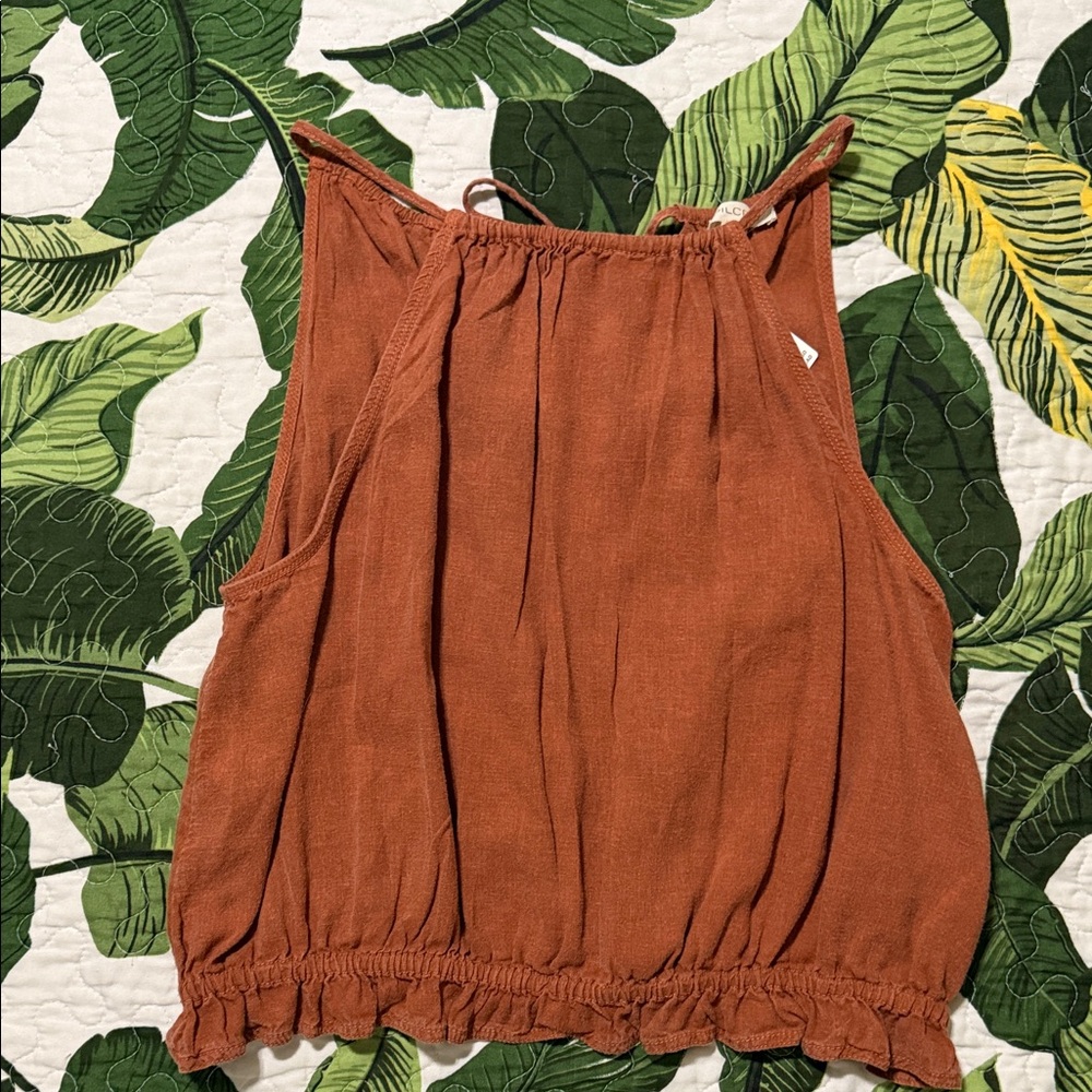 Pilcro Rust High Neck Crop top